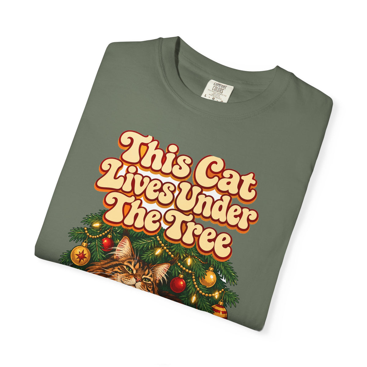 Funny Christmas Cat Shirt This Cat Lives Under The Tree Shirt, Funny Holiday Gift Shirt, Christmas Gift Idea