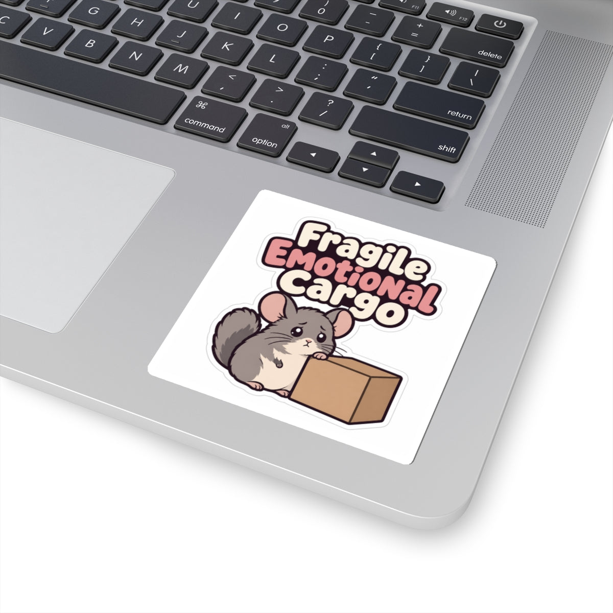Fragile Emotional Cargo Sticker, Funny Laptop Decal, Cute Chinchilla Vinyl Sticker