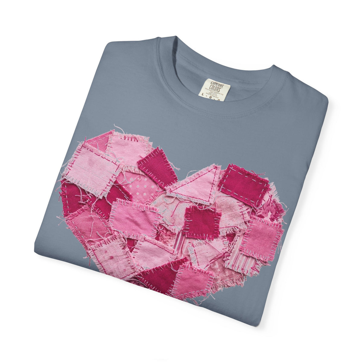 Scrappy Patchwork Heart Shirt, Frayed Quilt Valentine Tee, Cottagecore Heart Shirt, Quilter Gift