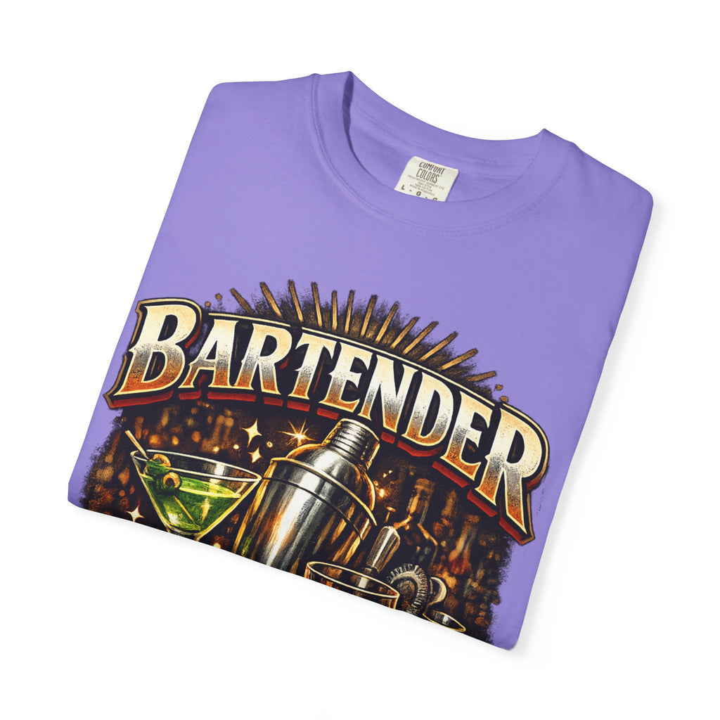 Bartender T-Shirt — "Bartender: Cheaper Than a Therapist" Vintage Bar Graphic Tee