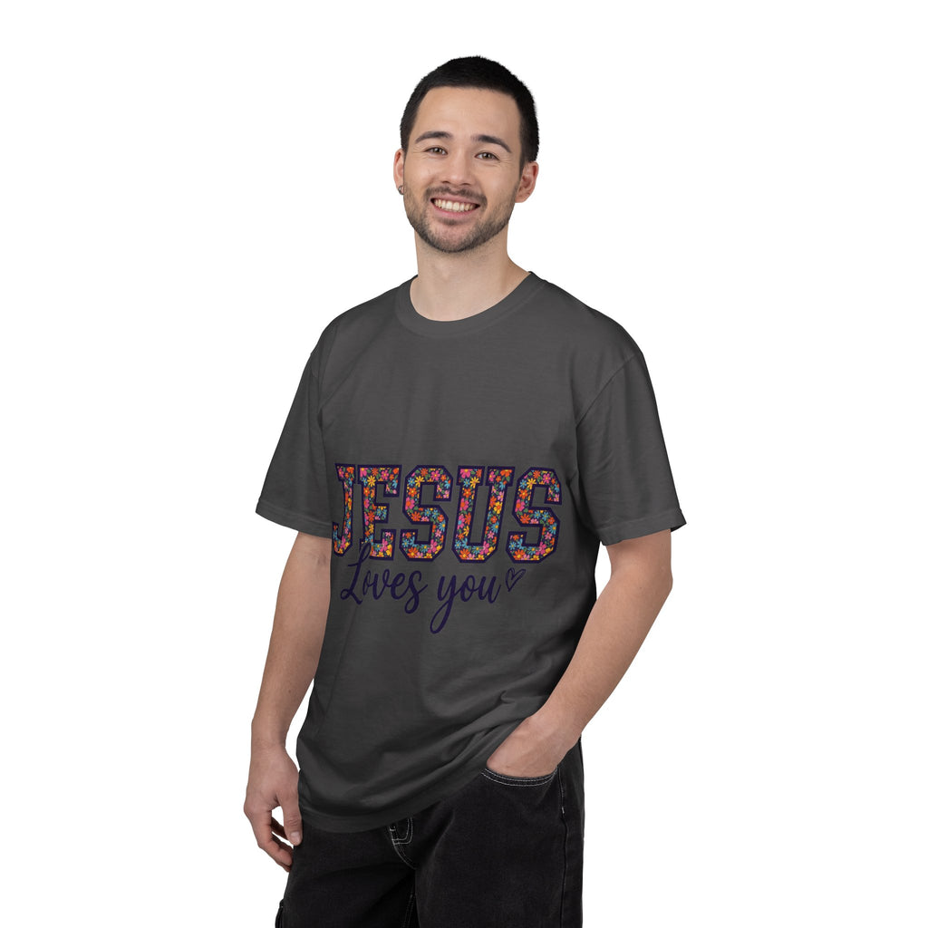 Jesus Loves You Shirt, Floral Varsity Christian Tee, Faith Statement Shirt, Church Gift