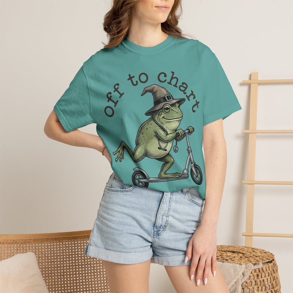 Off To Chart Etched Frog Shirt, Vintage Nurse Frog Scooter Tee, Charting Humor Shirt, RN Gift