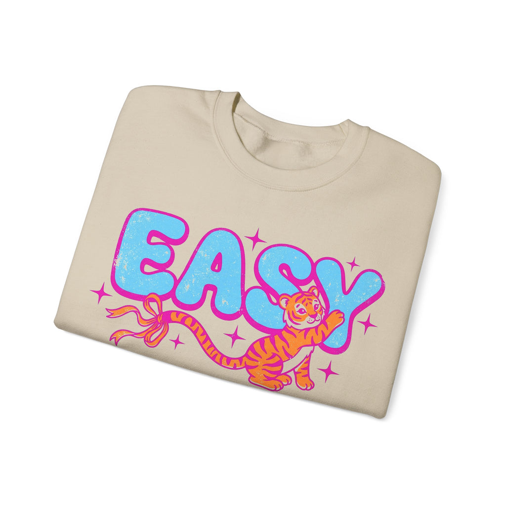 Easy Tiger Sweatshirt, Y2K Bubble Letters Tiger Sweatshirt, Retro Pink Blue Graphic Sweatshirt, Funny Sassy Gift, 2000s Aesthetic Sweatshirt