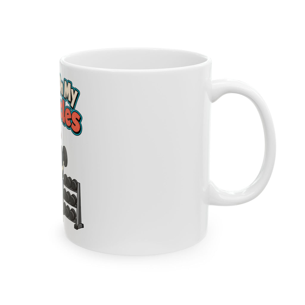 Working On My Mooscles Mug, Funny Gym Lover Gift for Him Her, Workout Christmas Gift, Coffee Mug 11oz 15oz