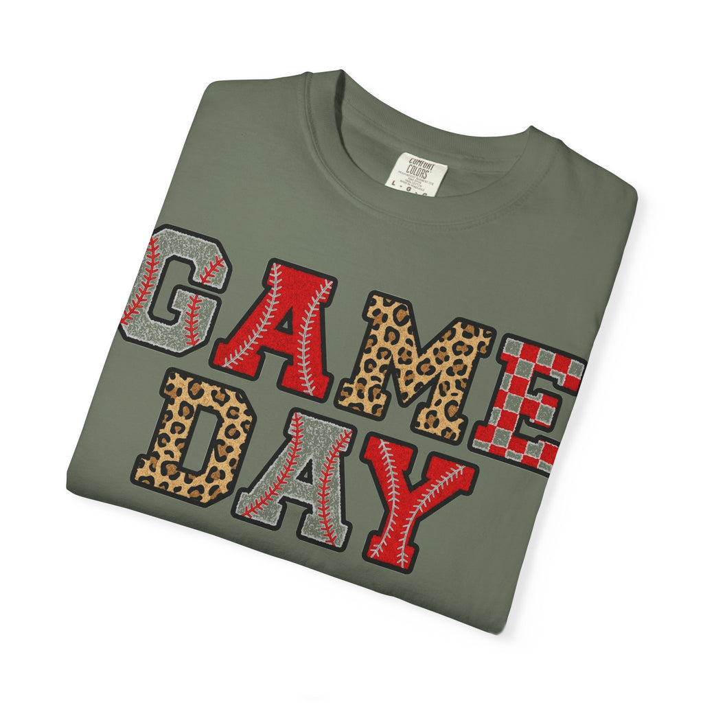 Game Day Varsity Patch Shirt, Baseball Leopard Letter Tee, Sports Mom Shirt, Baseball Mom Gift
