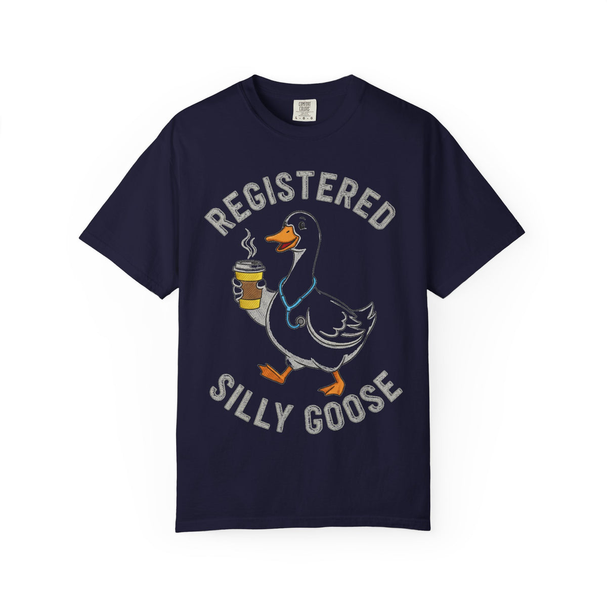 Registered Silly Goose Coffee Cup Shirt, Faux Stitch Nurse Goose Tee, Funny Nurse Shirt, RN Gift