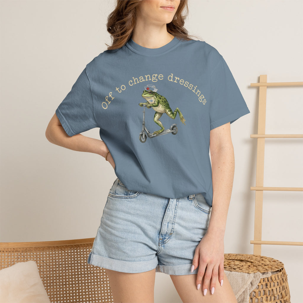Off To Change Dressings Shirt, Funny Nurse Frog Scooter Tee, Wound Care RN Shirt, Nurse Gift