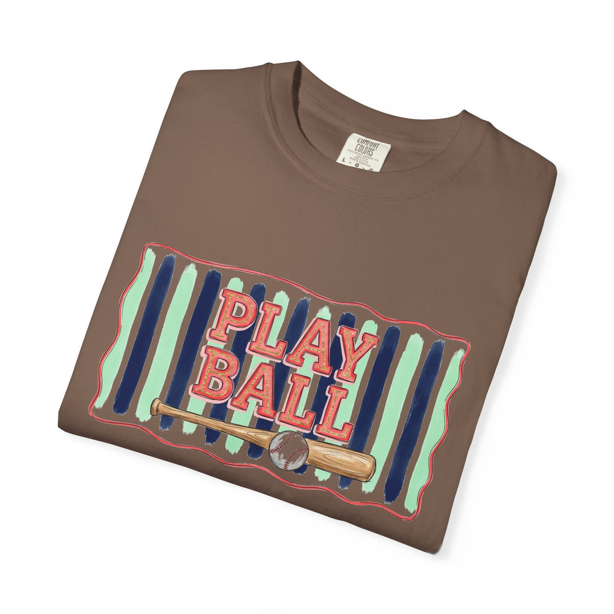 Play Ball Shirt, Painted Stripe Baseball Tee, Vintage Baseball Mom Shirt, Game Day Gift
