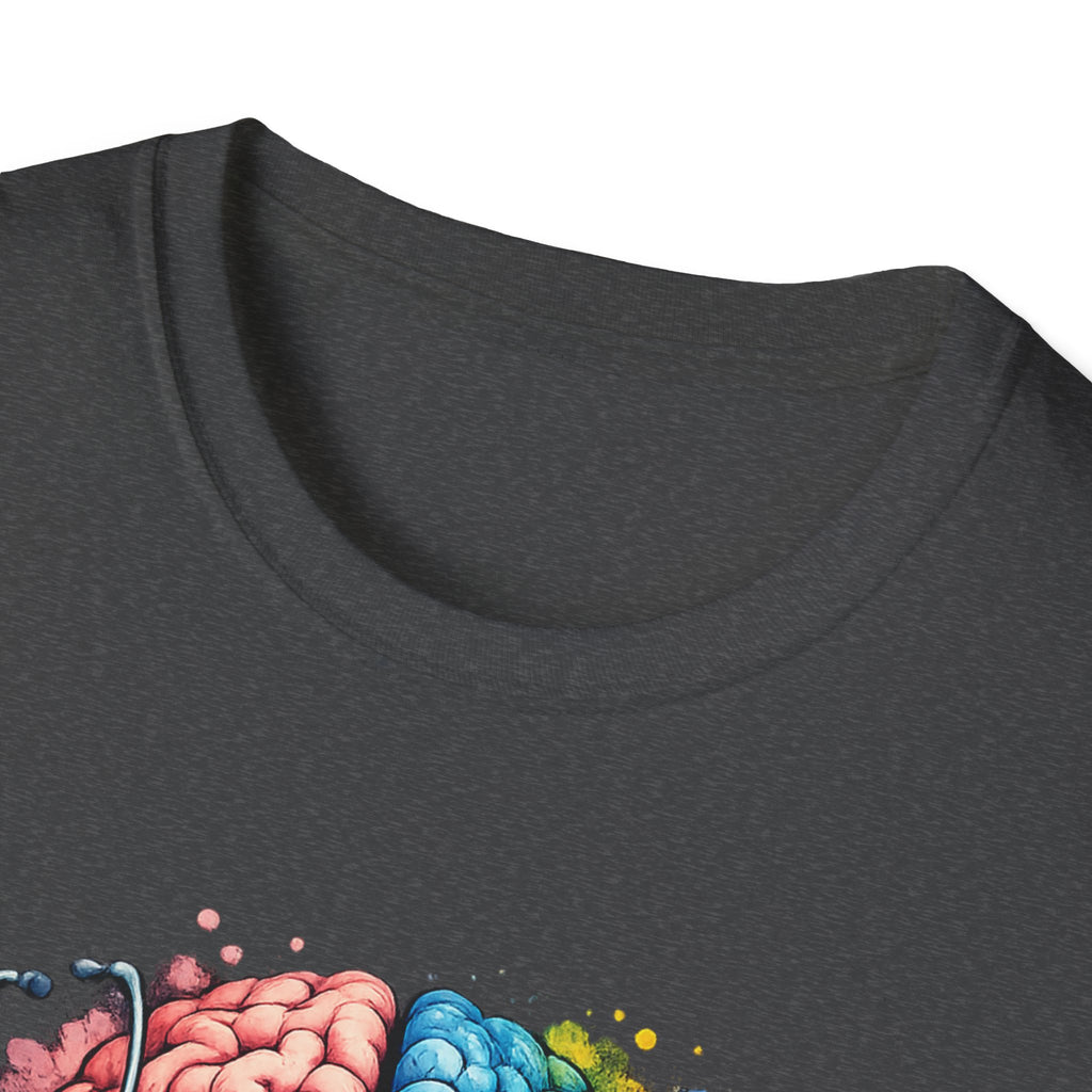 Psych Brain Split Art T-Shirt — Colorful Left & Right Brain Graphic Tee