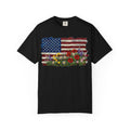 Painted Flag Wildflower Meadow Shirt, Impasto Americana Floral Tee, Patriotic Shirt, Independence Day Gift
