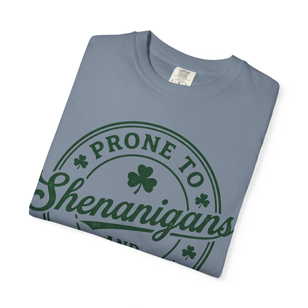 Prone To Shenanigans And Malarkey Shirt, St Patricks Day Badge Tee, Funny Irish Shirt, Paddys Day Gift