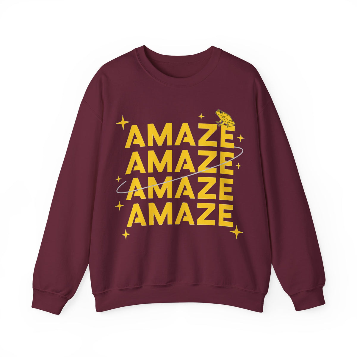 Amaze Amaze Amaze Frog Sweatshirt, Funny Retro Frog Sweatshirt, Yellow Typography Frog Lover Gift, Weird Meme Sweatshirt, Cottagecore Frog G