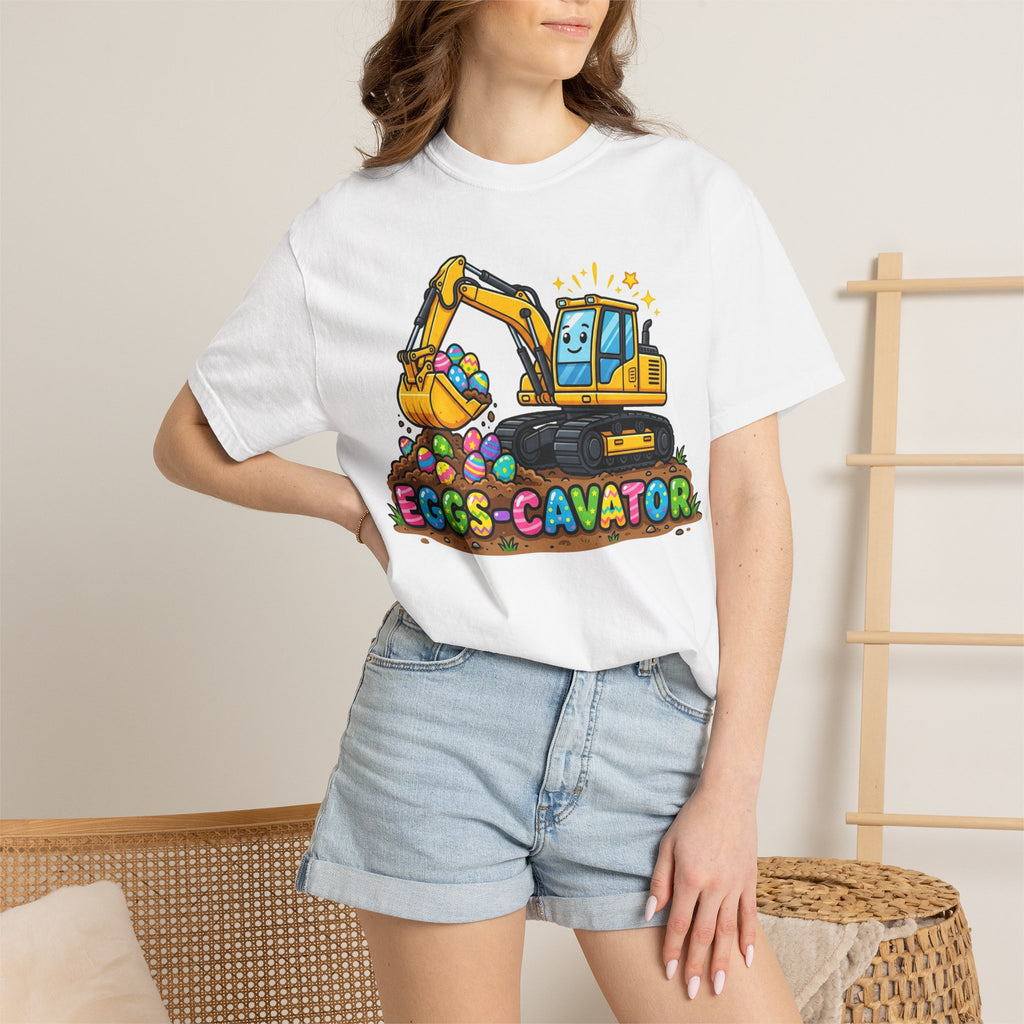 Eggs-Cavator Excavator Shirt, Funny Easter Construction Tee, Digger Easter Egg Shirt, Boys Easter Gift