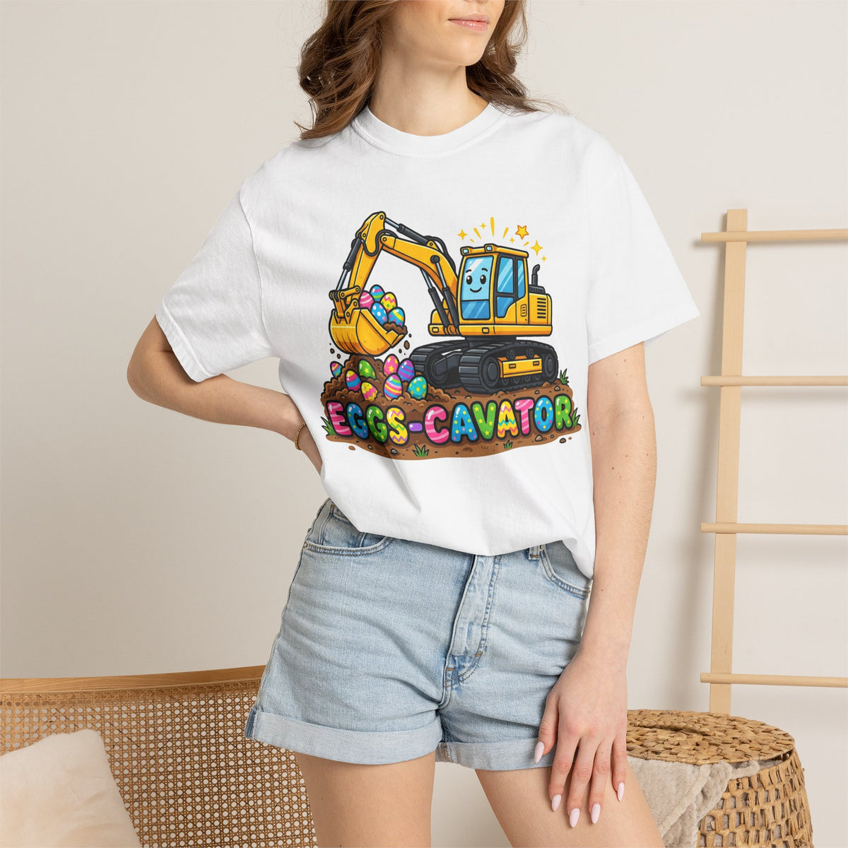 Eggs-Cavator Excavator Shirt, Funny Easter Construction Tee, Digger Easter Egg Shirt, Boys Easter Gift