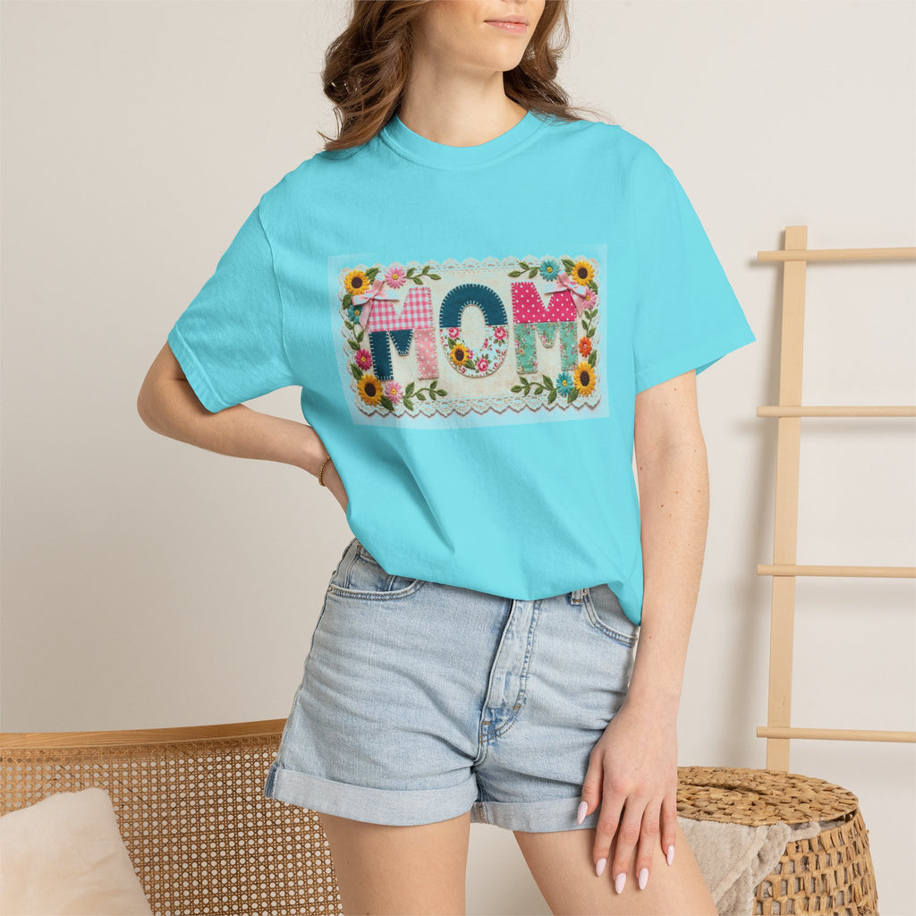 Mom Floral Applique Shirt, Faux Embroidery Sunflower MOM Tee, Mothers Day Shirt, Mom Gift