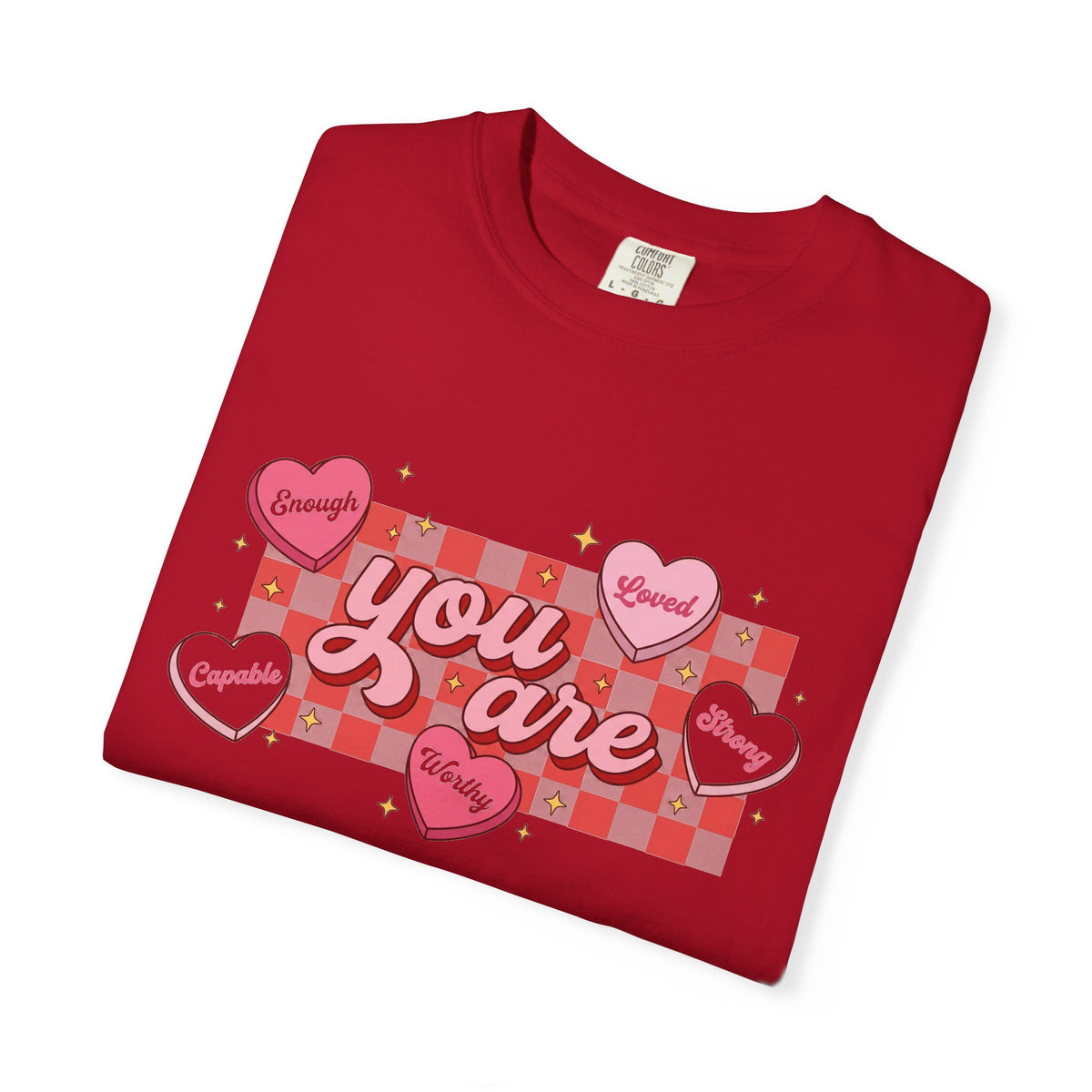 You Are Enough Candy Heart Shirt, Red Check Affirmation Tee, Valentines Self Love Shirt, Gift For Her