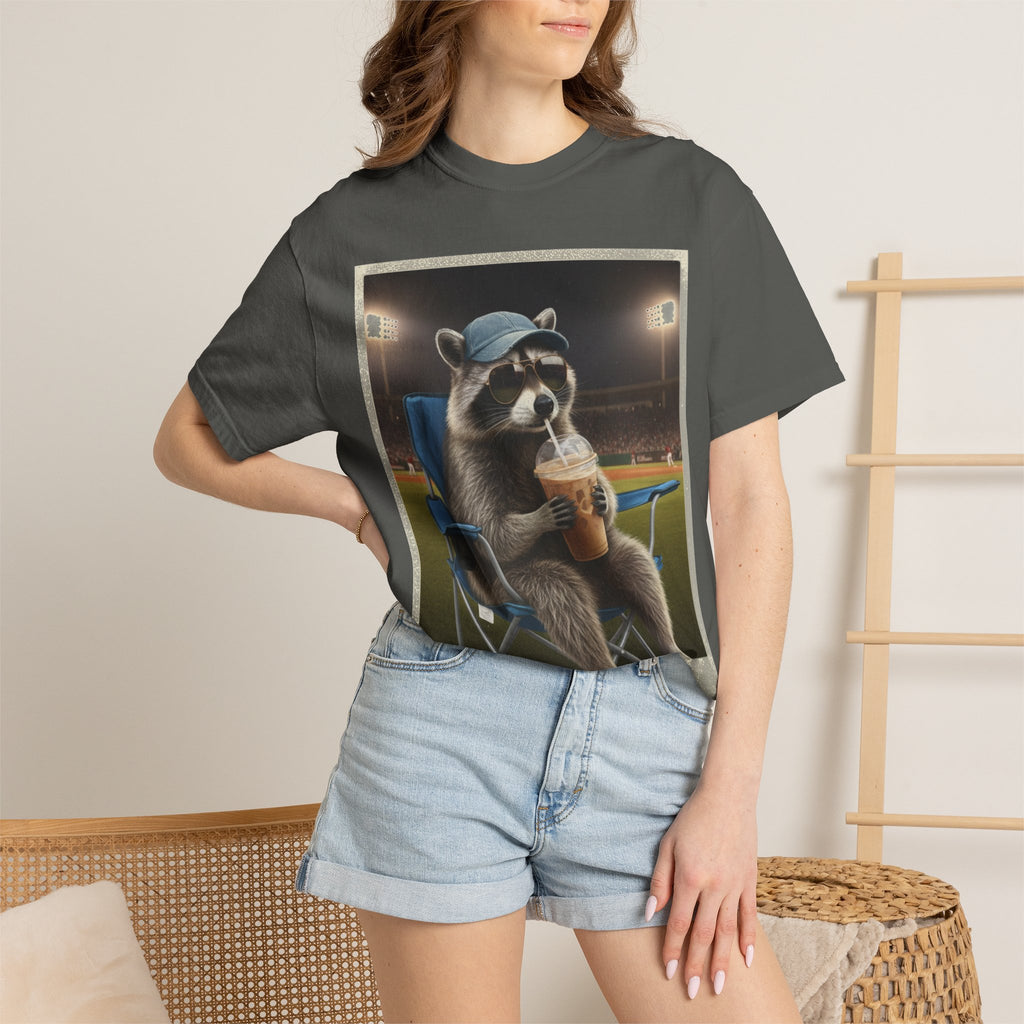 Baseball Raccoon Shirt, I Live Here Now Tee, Funny Ballpark Iced Coffee Shirt, Baseball Mom Gift