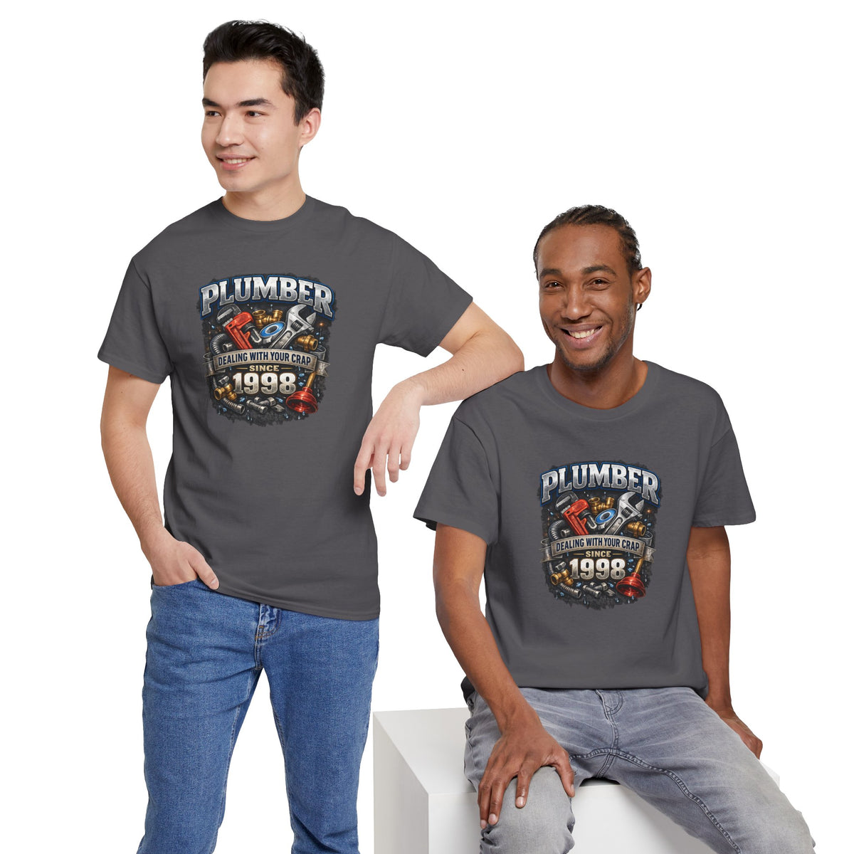 Plumber Since 1998 T-Shirt – “Dealing With Your Crap” Vintage Tool Graphic Tee
