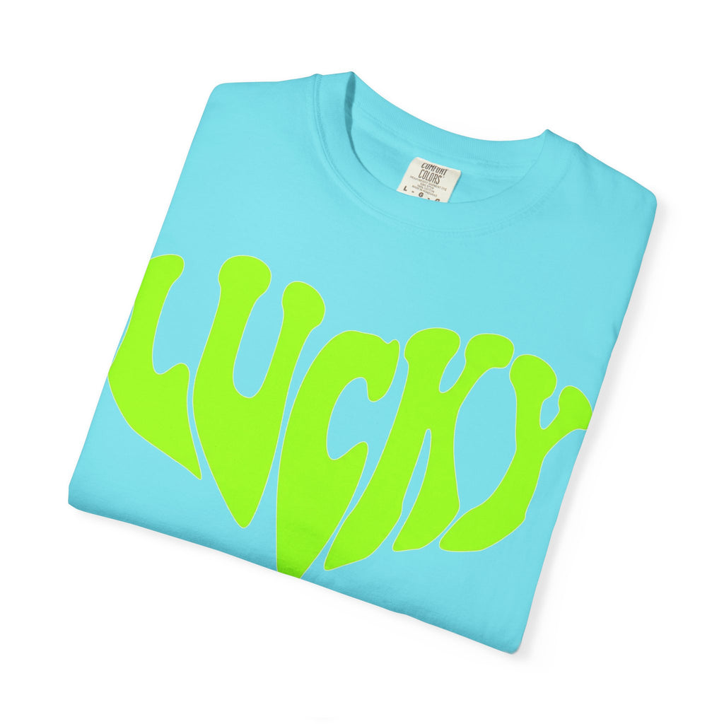 Lucky Melting Letters Shirt, Neon Green Trippy Tee, Psychedelic St Patricks Shirt, Festival Gift