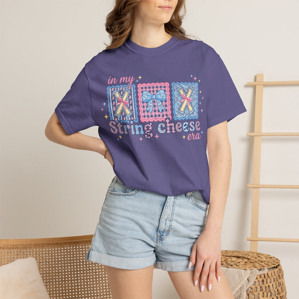 In My String Cheese Era Bow Shirt, Pastel Coquette Snack Tee, Funny Cheese Lover Shirt, Cute Gift