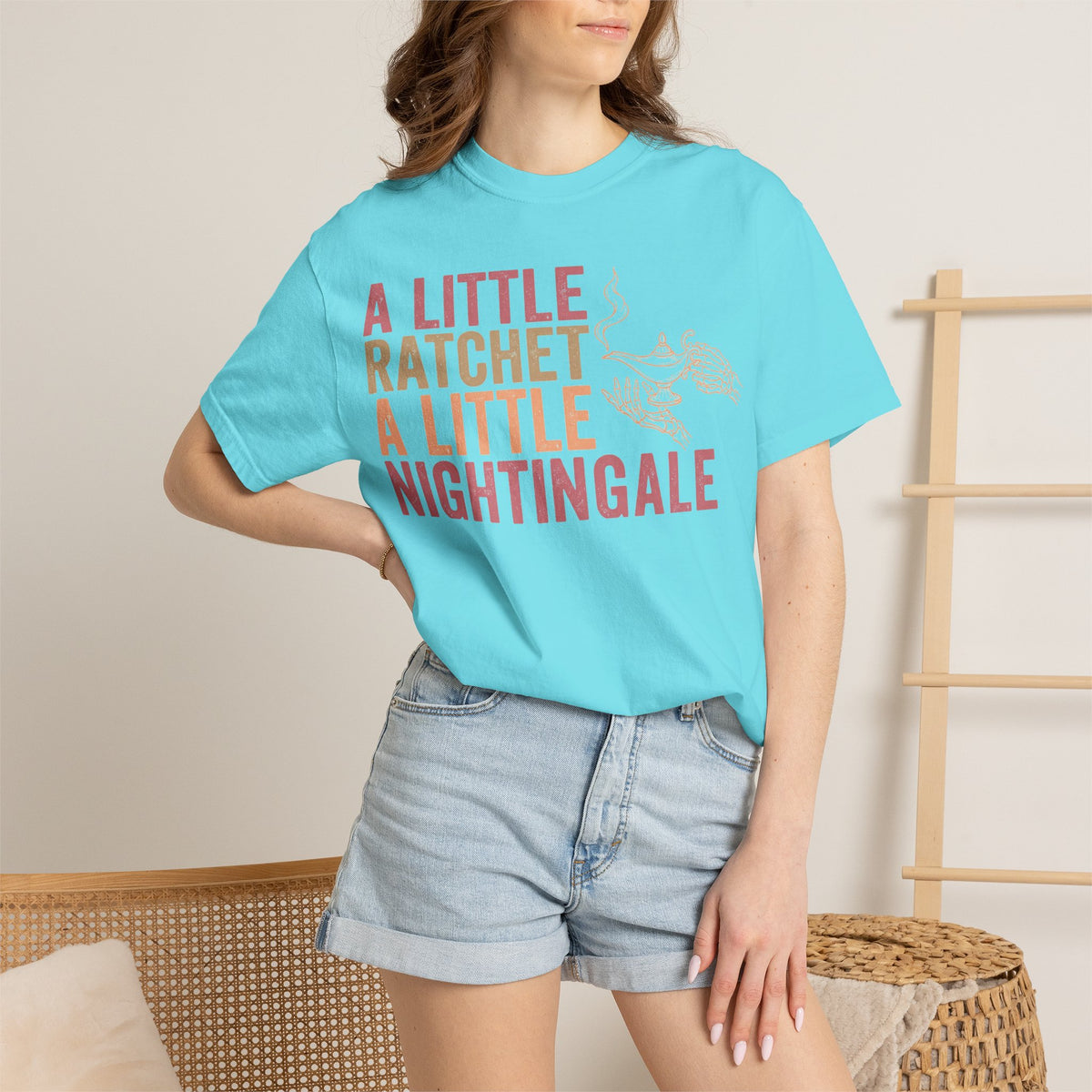 A Little Ratchet A Little Nightingale Shirt, Funny Nurse Shirt, Skeleton Hand Lamp Nurse Tee, Sarcastic RN Gift