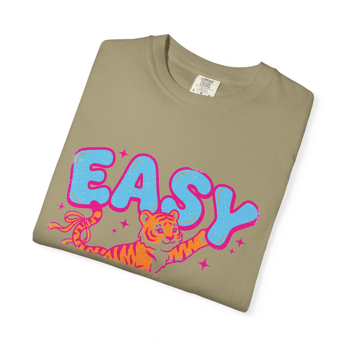 Easy Tiger Shirt, Y2K Bubble Letter Tiger Tee, Pink And Blue Retro Shirt, Funny Flirty Gift