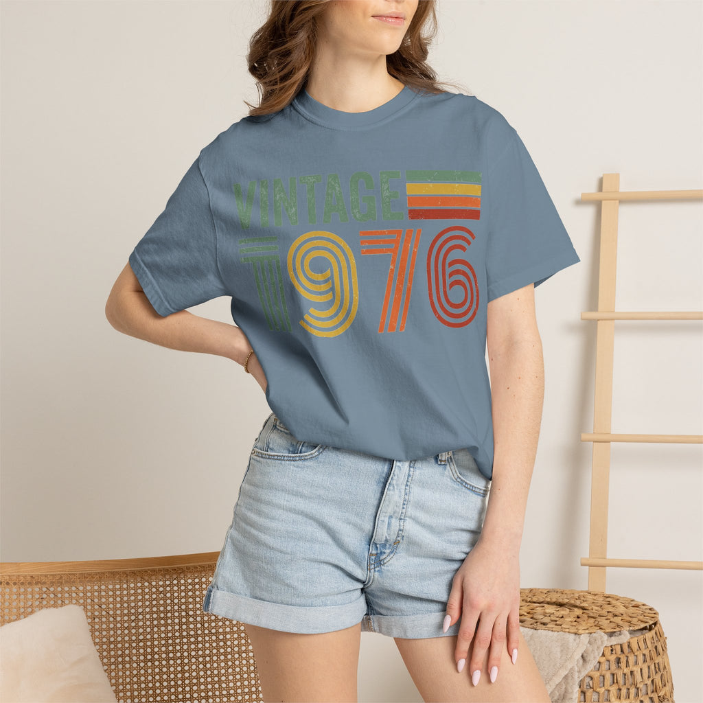 Vintage 1976 Wide Shirt, Retro Striped Birth Year Tee, 50th Birthday Shirt, 1976 Gift