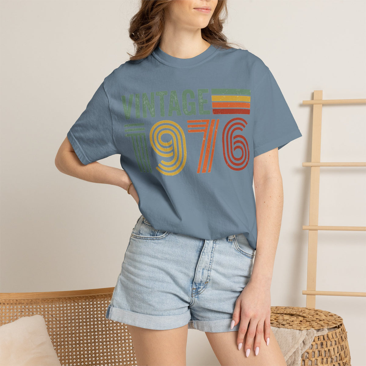 Vintage 1976 Wide Shirt, Retro Striped Birth Year Tee, 50th Birthday Shirt, 1976 Gift
