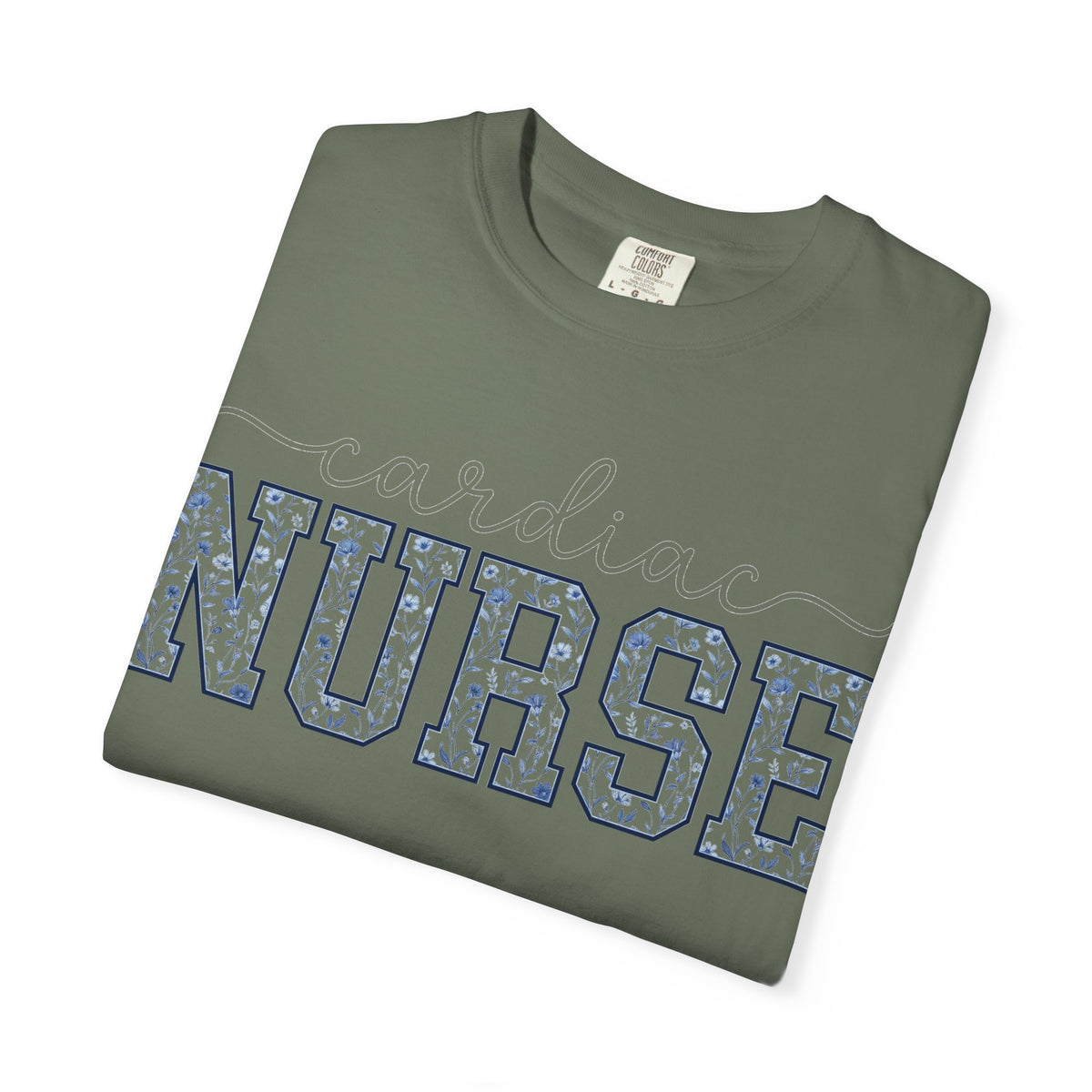 Cardiac Nurse Shirt, Blue Floral Varsity Nurse Tee, Cardiology RN Shirt, Cardiac Nurse Gift