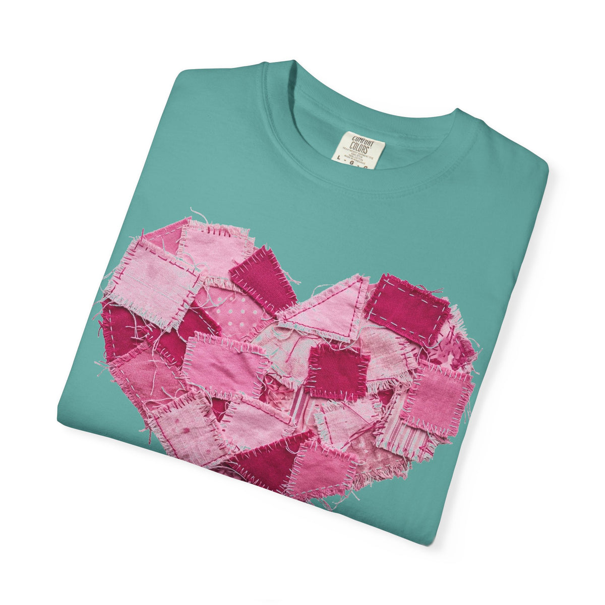Scrappy Patchwork Heart Shirt, Frayed Quilt Valentine Tee, Cottagecore Heart Shirt, Quilter Gift