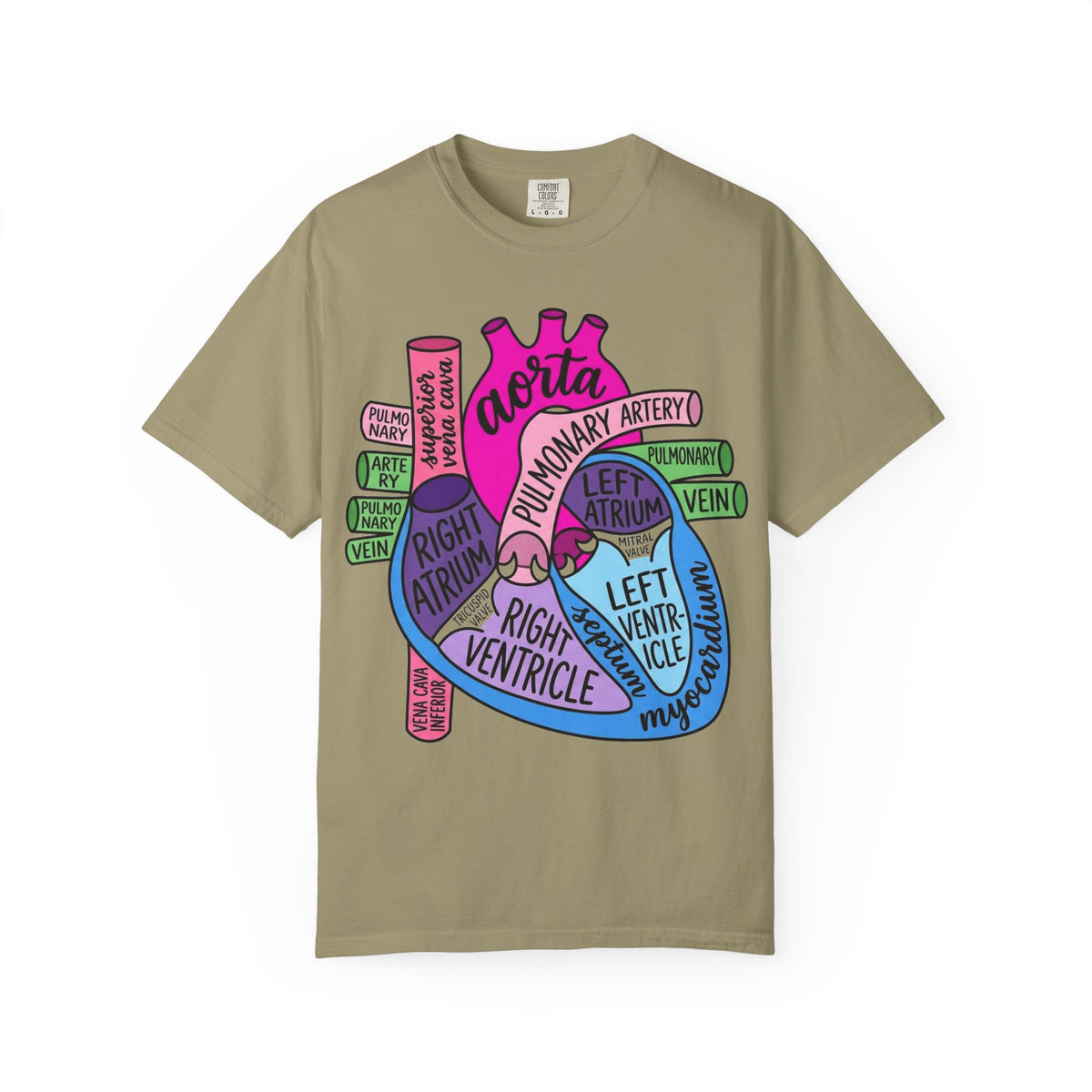 Anatomical Heart Diagram Shirt, Labelled Cardiac Anatomy Tee, Cardiology Nurse Shirt, Med Student Gift