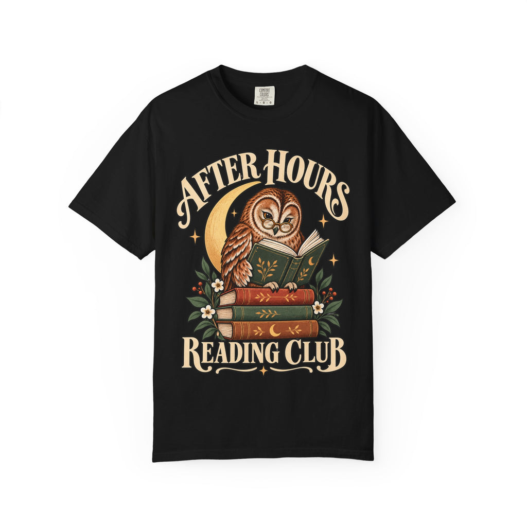 After Hours Reading Club Shirt, Owl Book Lover Comfort Colors Tee