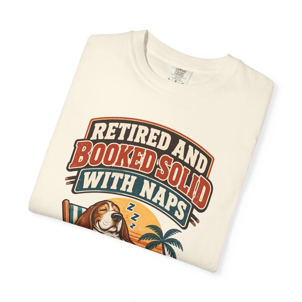Funny Retirement Shirt Retired And Booked Solid With Naps | Vintage Badge Shirt | Retirement Gift For Him Her