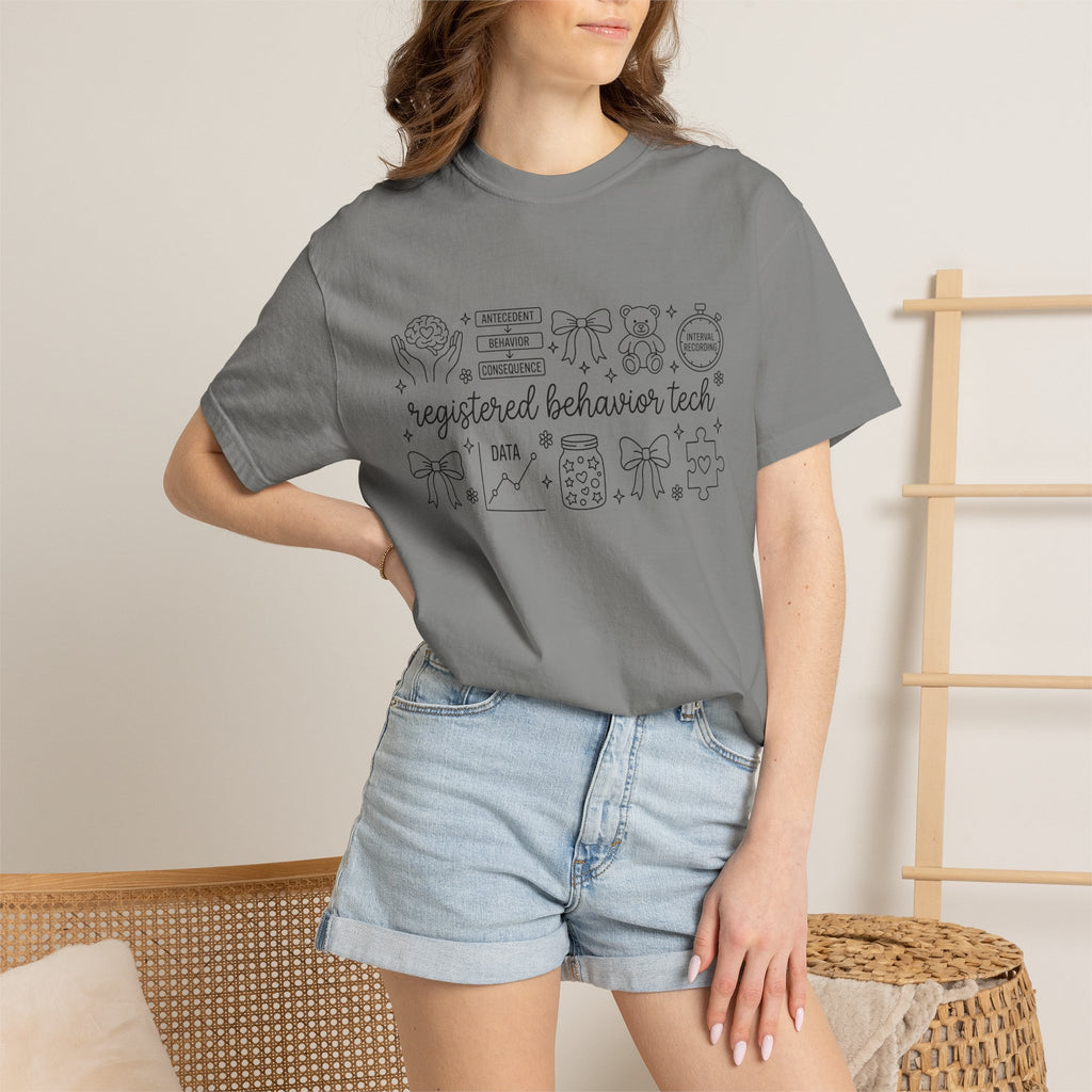 Registered Behavior Tech Shirt, RBT Doodle Collage Tee, ABA Therapist Shirt, Behavior Technician Gift