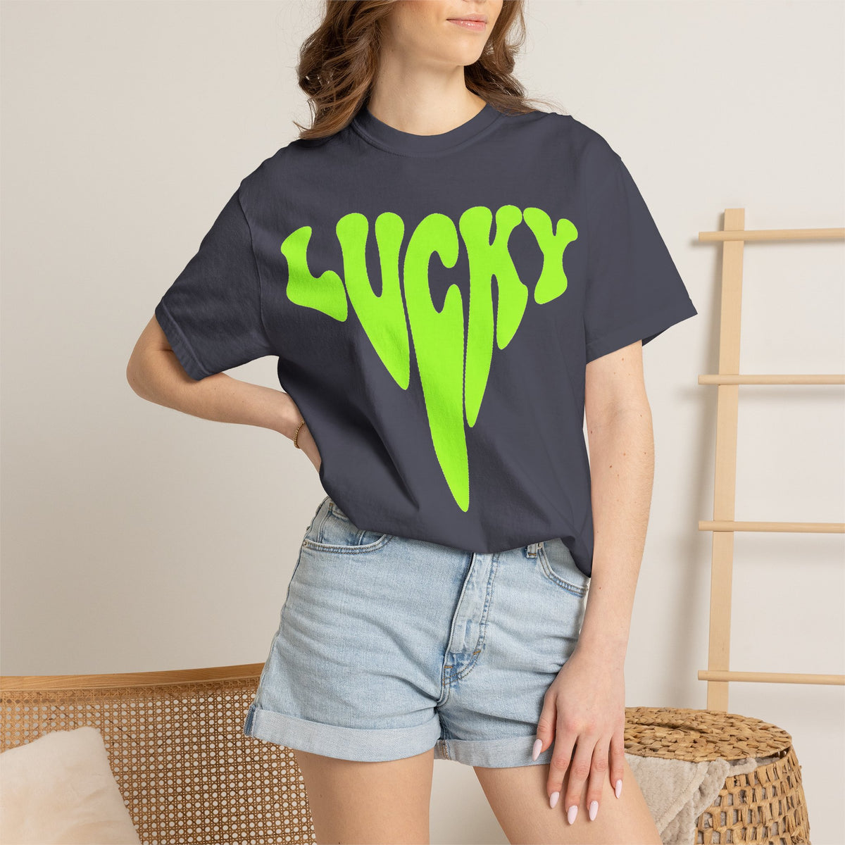Lucky Drip Shirt, Neon Psychedelic Lettering Tee, Trippy St Patricks Day Shirt, Rave Gift