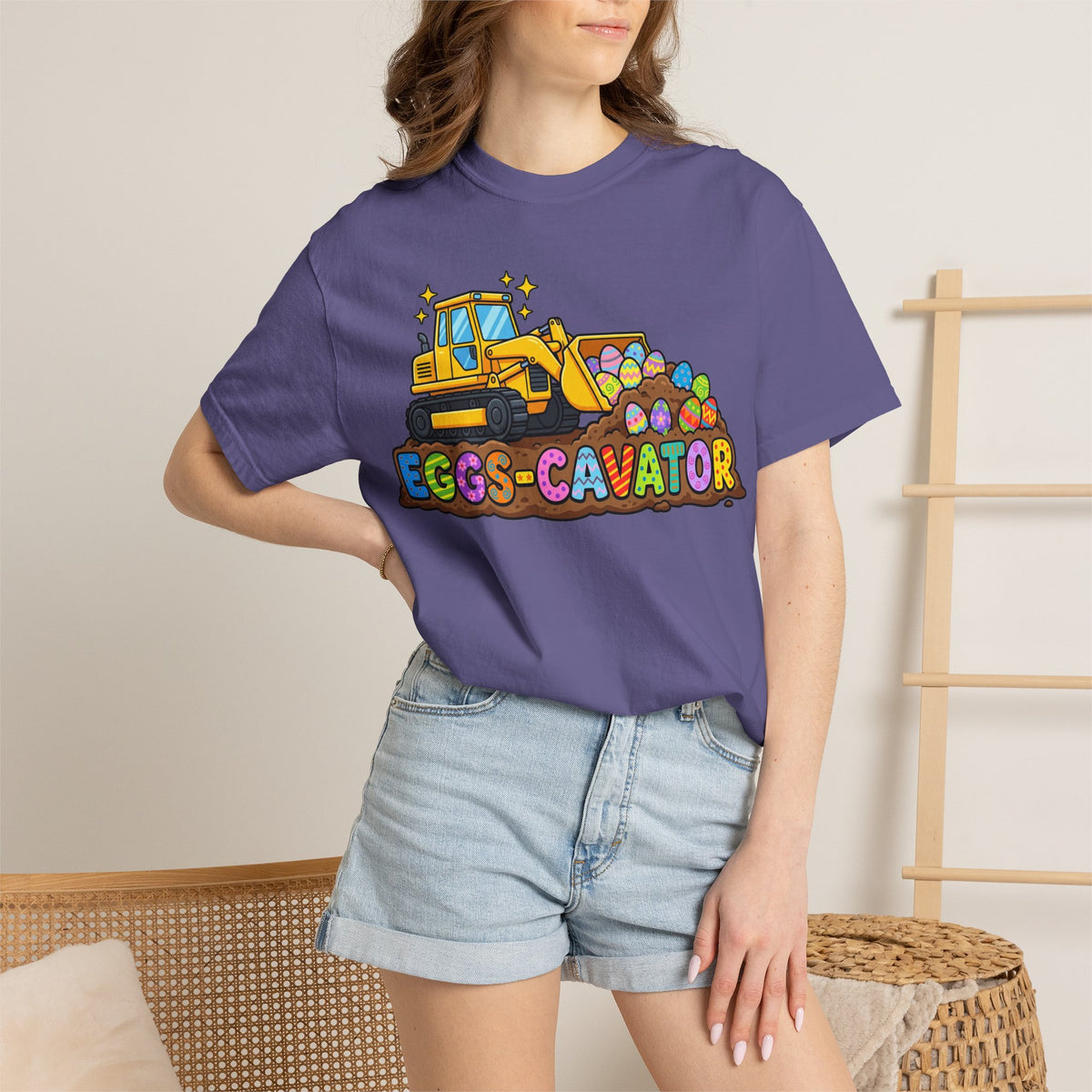 Eggs-Cavator Shirt, Funny Easter Digger Tee, Construction Easter Egg Shirt, Toddler Boy Easter Gift