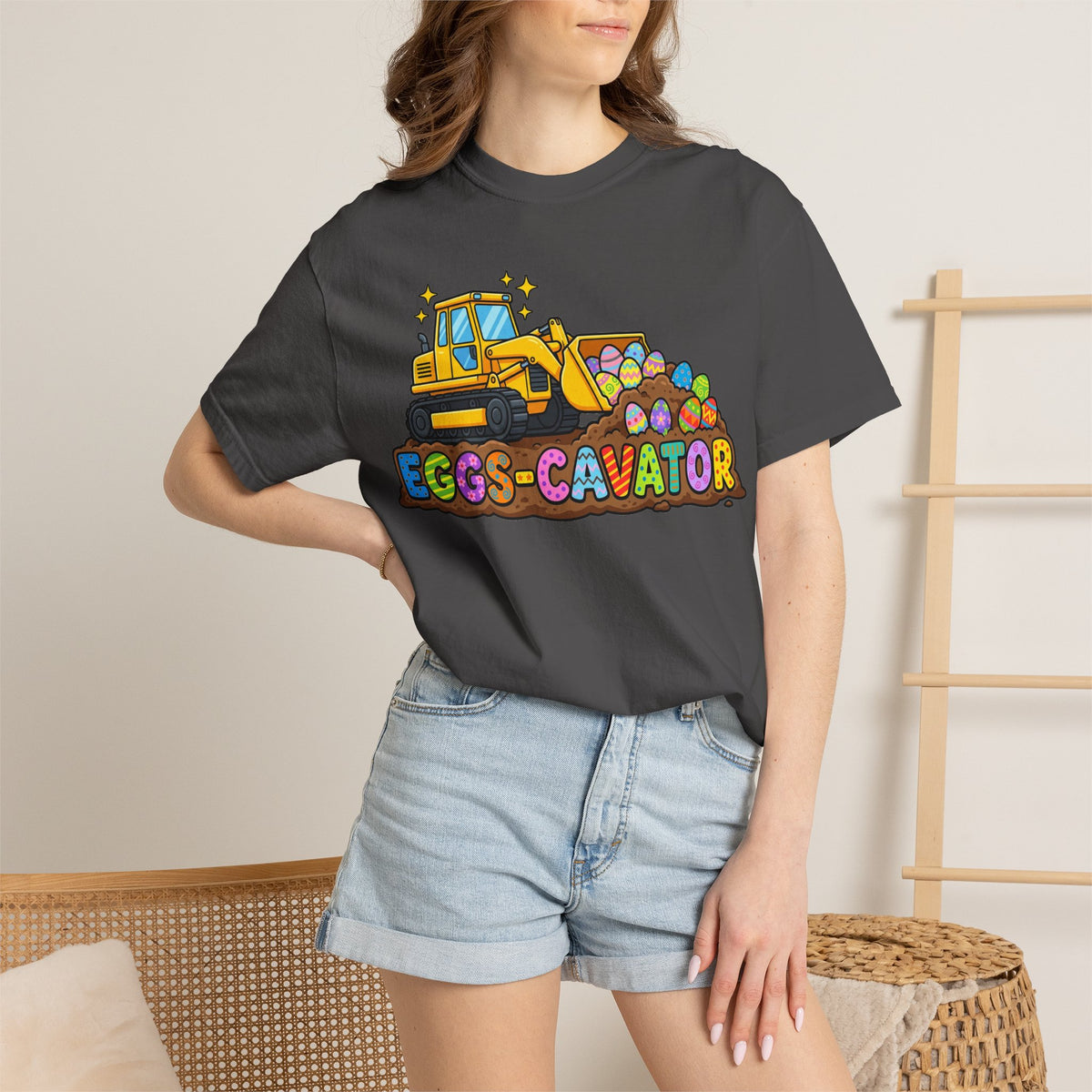 Eggs-Cavator Shirt, Funny Easter Digger Tee, Construction Easter Egg Shirt, Toddler Boy Easter Gift