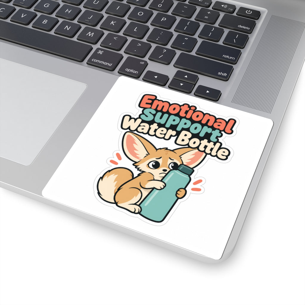 Emotional Support Water Bottle Sticker, Funny Water Bottle Decal, Cute Fennec Fox Laptop Sticker