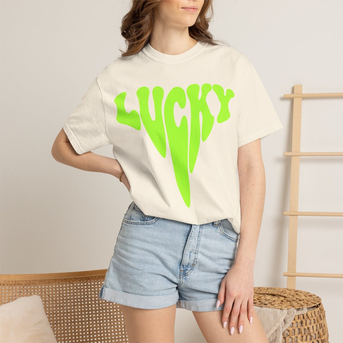 Lucky Drip Shirt, Neon Psychedelic Lettering Tee, Trippy St Patricks Day Shirt, Rave Gift