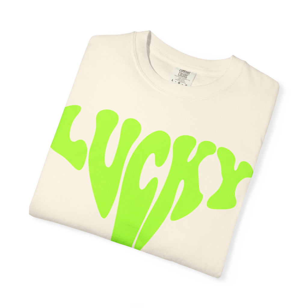 Lucky Drip Shirt, Neon Psychedelic Lettering Tee, Trippy St Patricks Day Shirt, Rave Gift