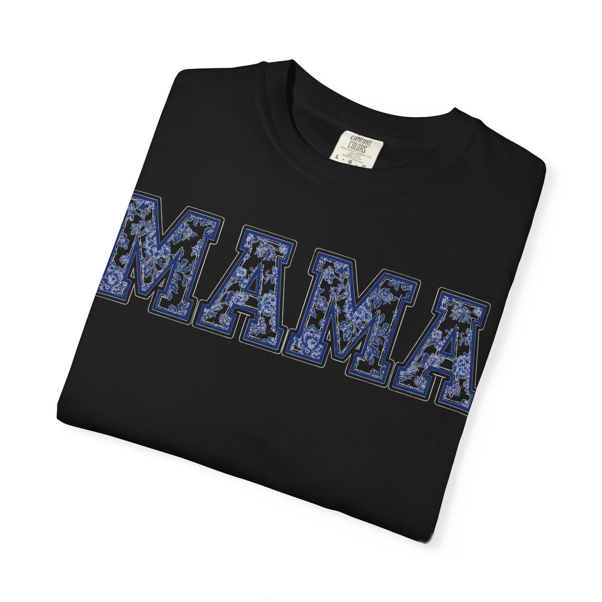 Mama Delft Blue Floral Shirt, Toile Varsity Applique Tee, Grandmillennial Mom Shirt, Mothers Day Gift