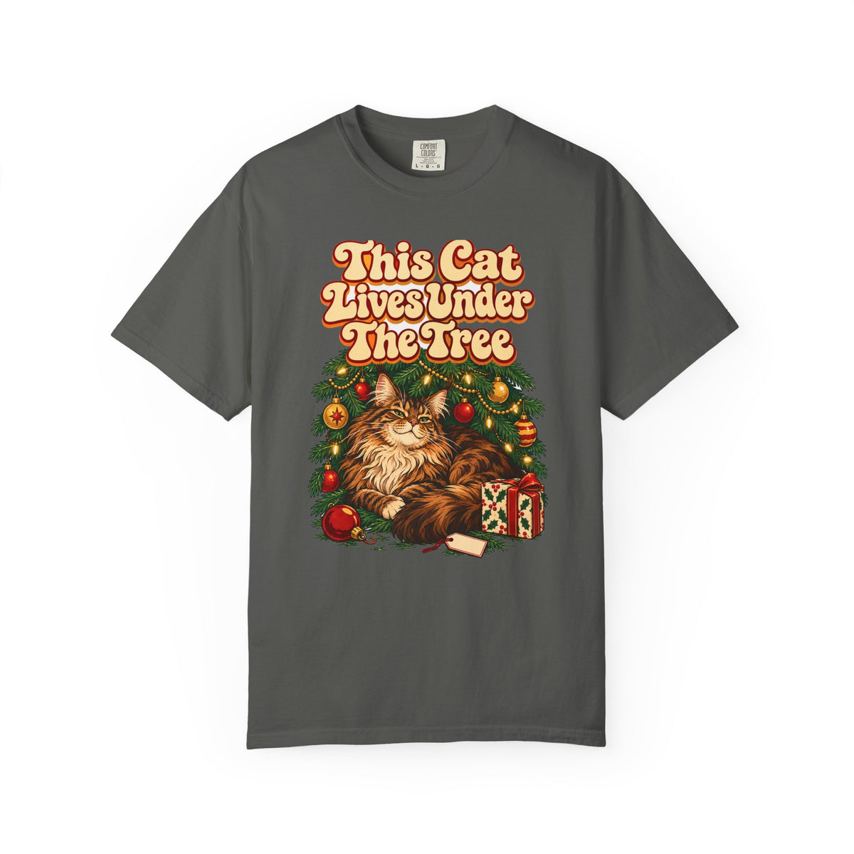 Funny Christmas Cat Shirt This Cat Lives Under The Tree Shirt, Funny Holiday Gift Shirt, Christmas Gift Idea