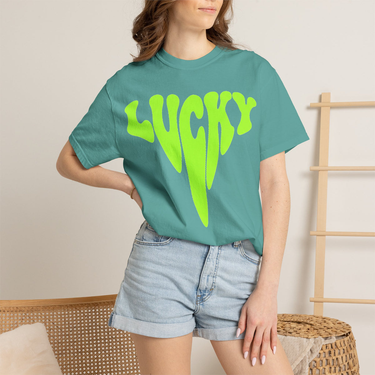 Lucky Drip Shirt, Neon Psychedelic Lettering Tee, Trippy St Patricks Day Shirt, Rave Gift