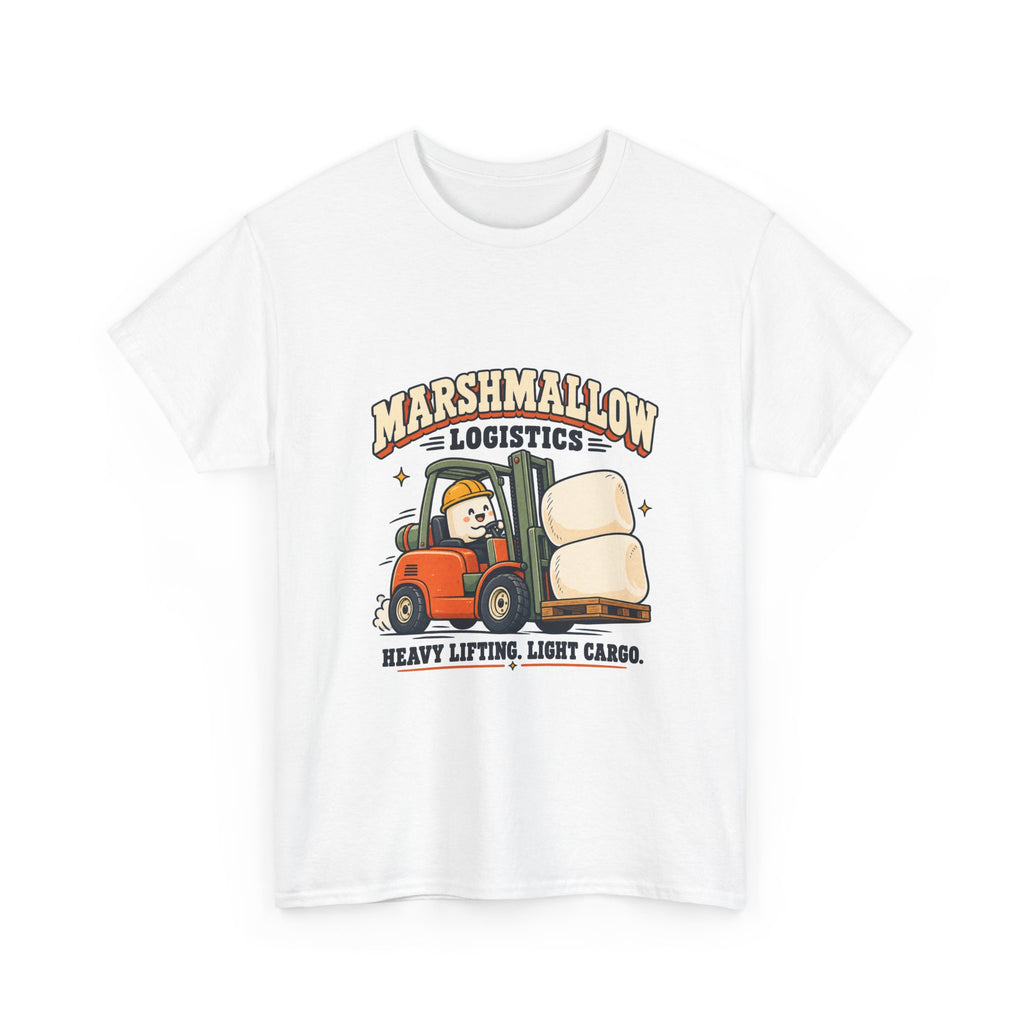 Marshmallow Logistics T-Shirt — Heavy Lifting, Light Cargo