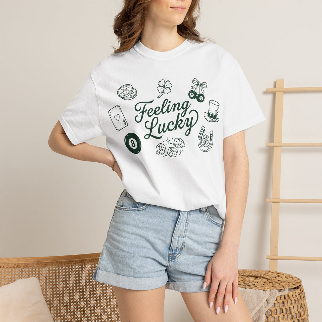 Feeling Lucky Shirt, St Patricks Day Charms Tee, Green Clover Dice Shirt, Lucky Charm Gift