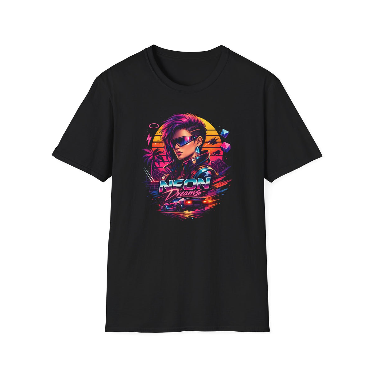 Retro Cyberpunk T-Shirt — 'Neon Dreams' Vaporwave Graphic Tee