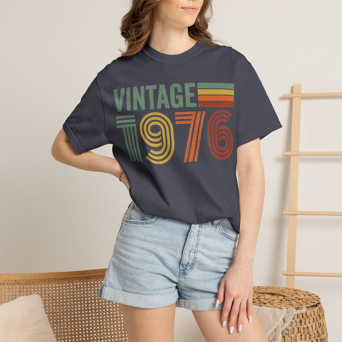 Vintage 1976 Wide Shirt, Retro Striped Birth Year Tee, 50th Birthday Shirt, 1976 Gift