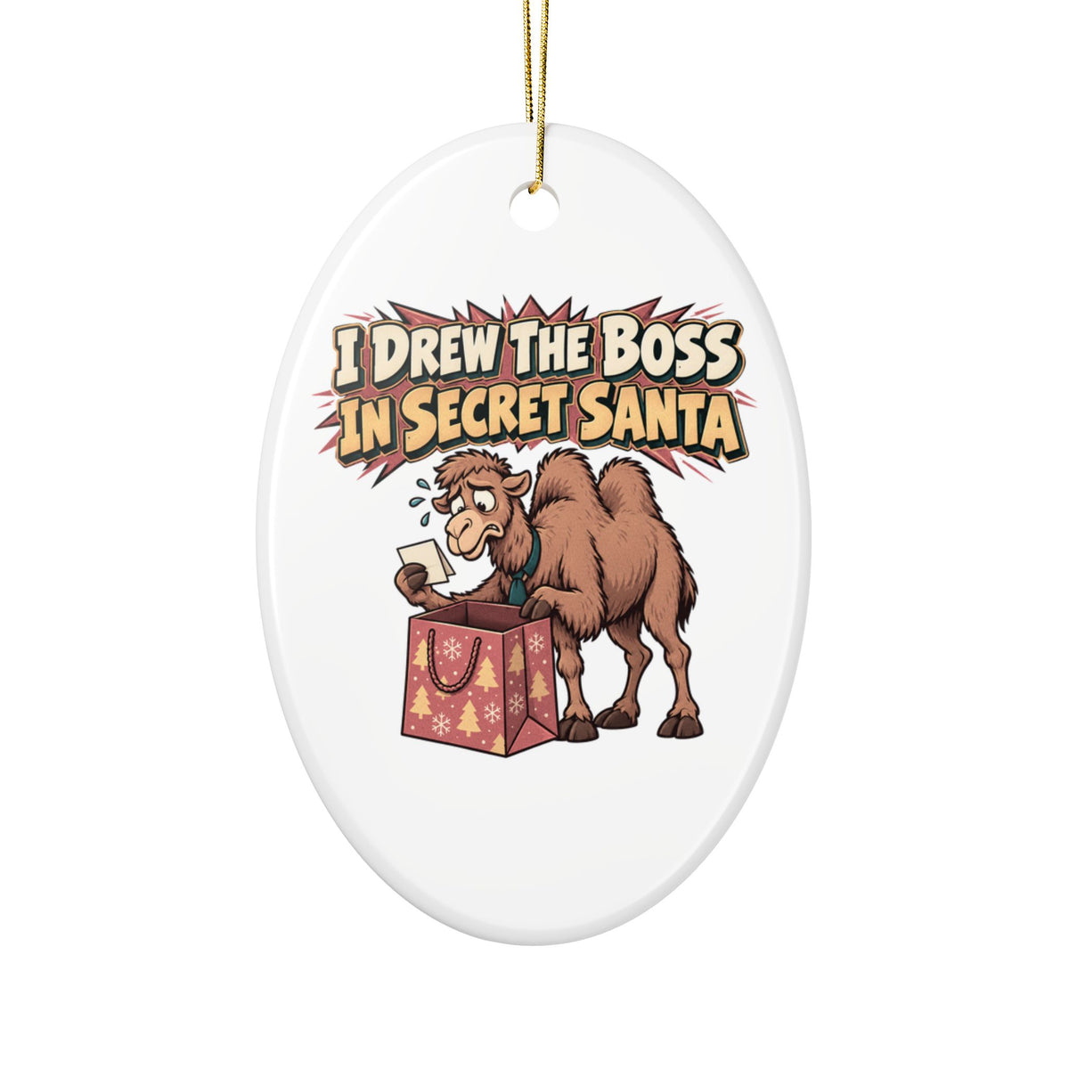 I Drew The Boss In Secret Santa Ornament, Funny Coworker Christmas Gift, Secret Santa Stocking Stuffer, Ceramic Christmas Ornament 2026