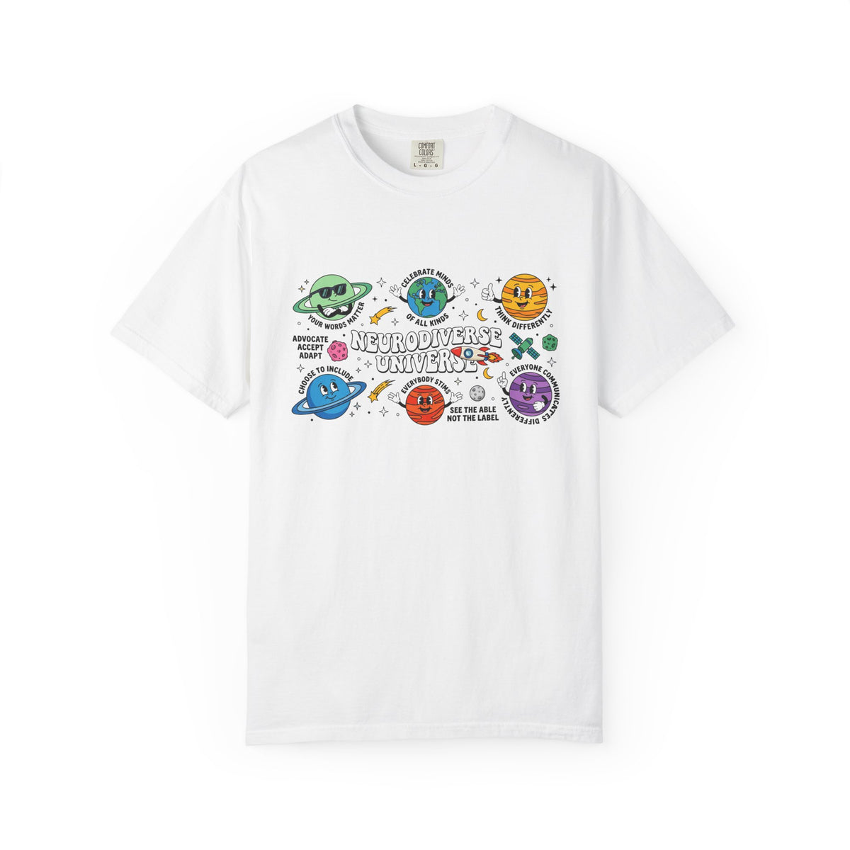 Neurodiverse Universe Wide Shirt, Autism Acceptance Planets Tee, Inclusion Teacher Shirt, SPED Gift