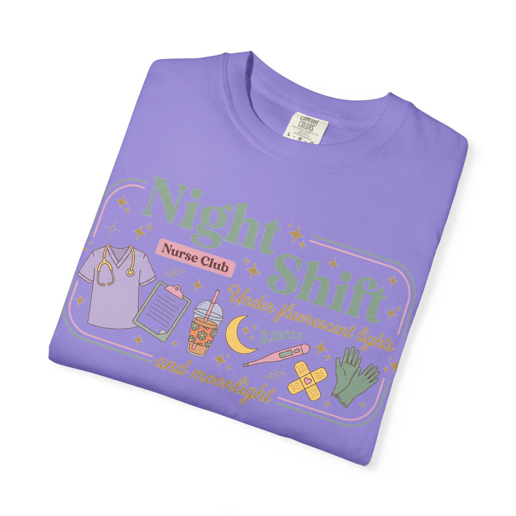 Night Shift Nurse Club Shirt, Under Fluorescent Lights And Moonlight Tee, Cute Night Nurse Shirt, RN Gift